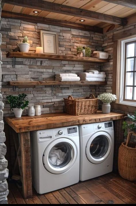 Boho Laundry Room, Cozy Laundry Room, Rustic Laundry Room Ideas, Casa Rock, Rustic Laundry Room, Pantry Renovation, Laundy Room, Rustic Laundry Rooms, Dream Laundry Room