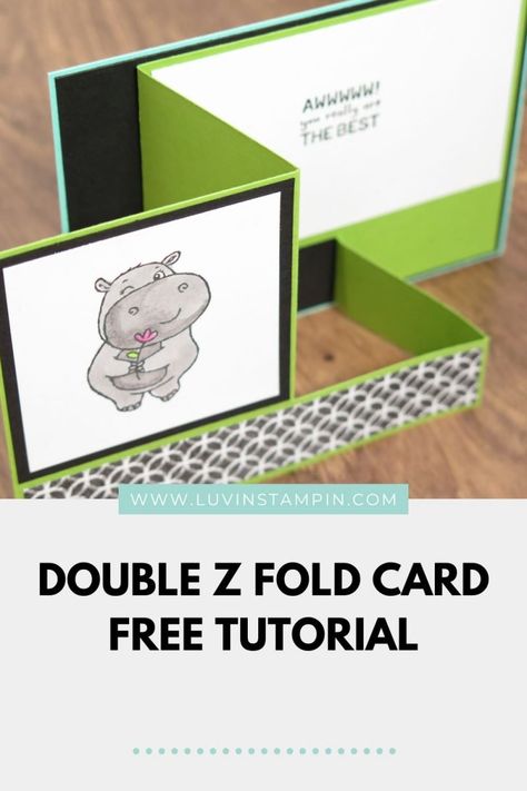 How To Make a Double Z Fold Card | Luvin Stampin Double Z Fold Cards Ideas, Stampin Up Z Fold Cards, Double Z Fold Card Tutorial, Fun Fold Card Ideas, Double Z Fold Card, Wrapping Paper Crafts, Fancy Fold Card Tutorials, Art Impressions Stamps, Fun Folds