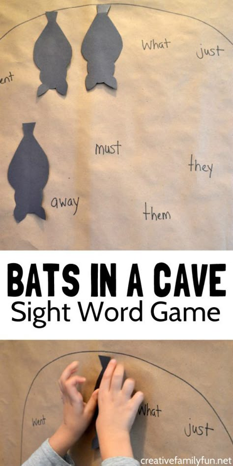 Bats in a Cave: Bat Sight Word Game - Creative Family Fun Bats Kindergarten, Bat Activities, Bats Activities, Early Reading Activities, Insect Activities, Teaching Sight Words, Elementary Learning, Classroom Transformation, Sight Word Practice