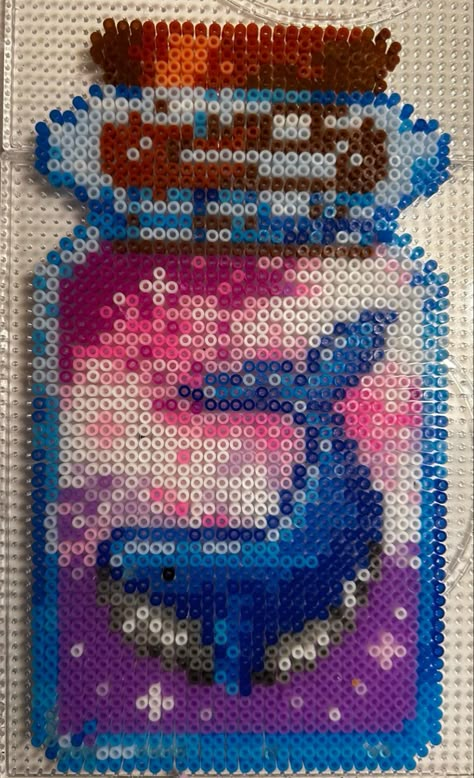 Made with mini Hamabeads Fuse Beads Patterns Templates, Whale In A Bottle, Pearl Or Beads, Melty Bead Designs, Melt Beads, Bead Templates, Melt Beads Patterns, Animal Beads, Easy Perler Bead Patterns