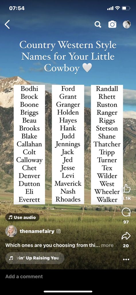 Old Cowboy Names, Western Girl Names List, Western Dog Names Boy, Cute Western Baby Names, Baby Names Country Southern, Western Baby Names, Country Baby Names, Unique Baby Boy Names, Biblical Names