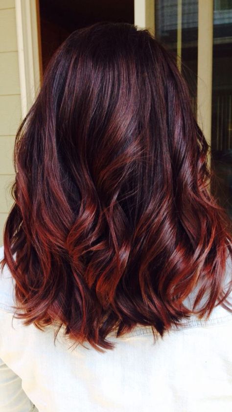 balayage Deep Winter Red Hair, Cherry Cola Hair, Red Balayage Hair, Fesyen Rambut, Dark Red Hair, Vlasové Trendy, Birthday Hair, Fresh Hair, Winter Hair Color