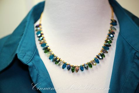 Teal Teardrops Crystal Necklace, Blue & Green Crystal Raindrop Necklace, Peacock Teal Crystal Droplet Jewellery, Crystal Statement Necklace Green Drop Necklace For Party, Green Drop Necklaces For Party, Shiera Seastar, Raindrop Necklace, Peacock Teal, Evening Necklace, Upcycled Vintage Jewelry, Jewellery Crystal, Crystal Statement Necklace