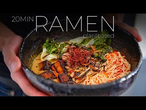 Ramen from Yeung Man Cooking - recipe on Niftyrecipe.com Vegan Ramen Recipes, Asian Noodle Dishes, Ramen Recipe, Plant Based Recipes Easy, Vegan Ramen, Man Cooking, Vegan Asian, Vegetarian Entrees, Ramen Recipes