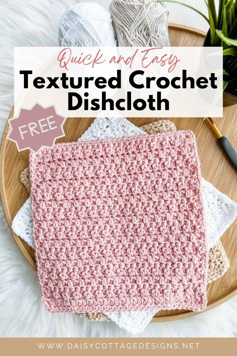 Ready to create your very own textured dishcloth? We've got you covered with this free easy dishcloth crochet pattern! Perfect for beginners, you'll love this fun project that will have your countertops sparkling in no time. Watch the crochet dishcloth tutorial or read the written instructions and you'll be on your way in no time. Loom Dishcloth Easy, Crochet Stitches For Cotton Yarn, Washclothes Crochet Easy, Peaches And Cream Crochet Patterns, Double Crochet Dishcloth Pattern, Crocheting Dishcloths Easy, Textured Crochet Dishcloth, Crochet Pattern Reading, Crochet Dish Rag Pattern