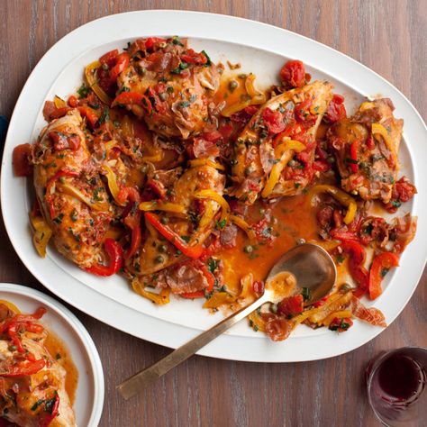 Roman Style Chicken, Roman Chicken, Best Chicken Thigh Recipe, Pollo Guisado, Healthy Weeknight Dinners, Roman Style, Giada De Laurentiis, Poultry Recipes, Chicken Thigh Recipes