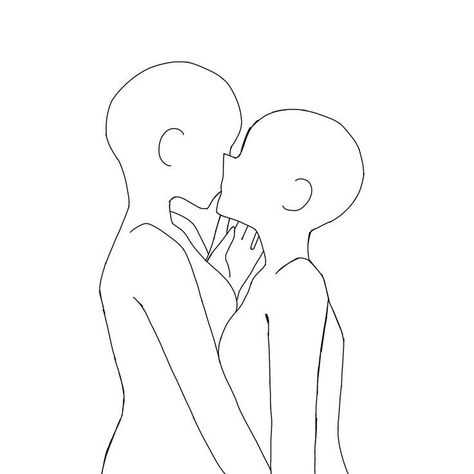 Gl Drawing Pose, Anime Base Kiss Pose, Kiss Base Drawing, Kissing Drawing Base, Anime Base Reference, Gl Drawing, Kiss Base, Kissing Drawing, Couple Poses Drawing