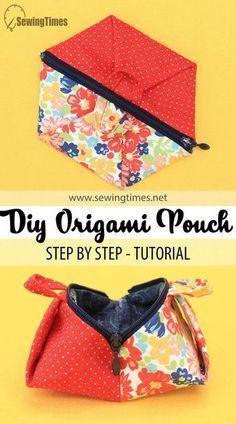 Origami Pouch Tutorial, Origami Fabric Bags, Sew Coin Pouch, Origami Bag Pattern, Origami Sewing, Pouch Bag Design, Sewing Origami, Origami Pouch, Star Origami