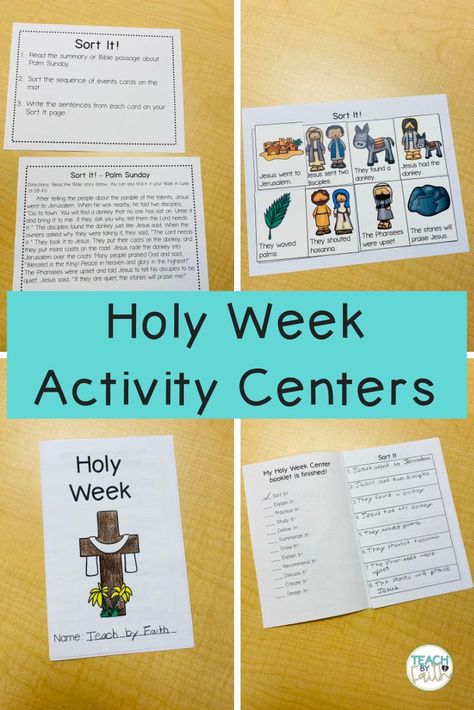 holy-week-activity-centers Maundy Thursday Activities For Kids, Holy Week Activities For Kids, Holy Monday, Holy Week Activities, Faith Lessons, Christian Classroom, Maundy Thursday, Holy Saturday, Preschool Lesson Plans