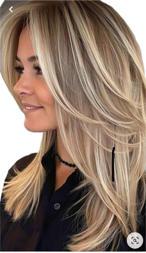 Curtain Bangs With Medium Layered Hair, Different Hair Highlights Colour, Back Of Layered Hair, Long Hairstyle With Layers, Hair 50 Year Old Women Medium, Long Hair With Long Bangs And Layers, Simple Hair Cuts Long Hair, Layered Haircuts For Medium Hair 2024, Long Layered Hair With Highlights