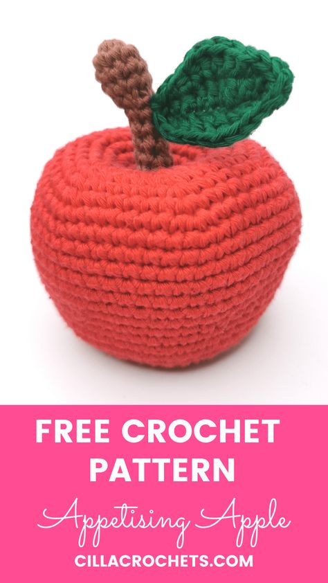 Crochet Apple Pie Free Pattern, Apple Crochet Pattern Free, Crochet Poison Apple Pattern Free, Crochet Apple Free Pattern, Crochet Teacher Gifts Free Pattern, Amigurumi Apple Free Pattern, Crochet Peach Pattern Free, Crochet Fruit Pattern Free, Crochet Small Apple Free Pattern