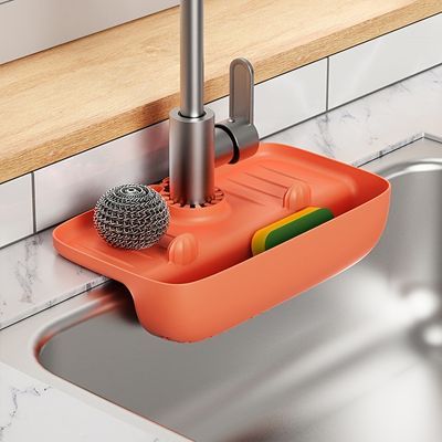 TEMU Sink Tray, Kitchen Sink Organizer, Sink Caddy, Sink Mats, Kitchen Sponge, Sink Storage, Sink Organizer, Dish Rack Drying, Silicone Kitchen