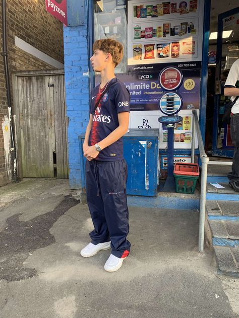 Shoes- Nike tns Shirt- Nike psg - Joggers- Nike track pants adwsyd Psg Outfit, Track Pants Outfits, Nike Track Pants Outfits, Nike Tns, Uk Streetwear, Track Pants Outfit, Nike Track Pants, Pants Outfits, Shirt Outfit