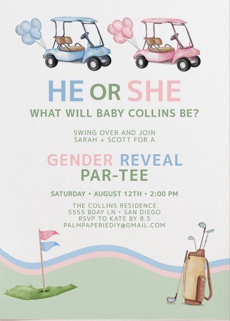 Golf Themed Gender Reveal Party Ideas, Golf Theme Gender Reveal Party, Golf Themed Gender Reveal Party, Gender Reveal Golf Theme, Golf Gender Reveal Ideas, Golf Theme Gender Reveal, Golf Gender Reveal Party, Golf Pregnancy Announcement, Golf Themed Gender Reveal