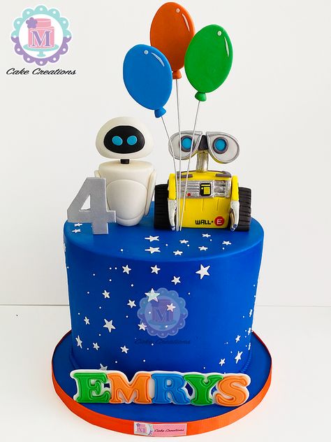 Wall E Cake Birthdays, Wall E Cake, Walle Y Eva, Robot Cake, Astro Bot, Cake Designs For Boy, Wall E Eve, Toy Story Party, Wall E