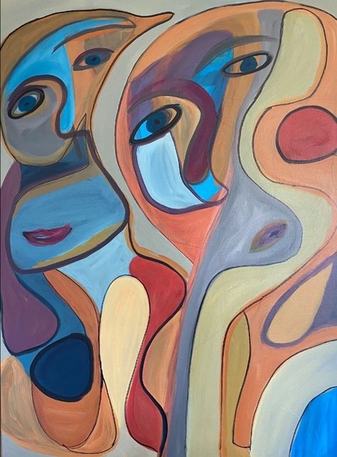 'Whisper in my ear', a painting by John Bacon. Dimension:30”x40” Dm us to place your orders. #expressionpainting #expressionism #expressionalism #express #expression #painting #paintings #paint #paintinglover #paintworks #gallery #artoninstagram #art #artstudio #artbuyers #artcollection #arts #artofinstagram #artforsale #artforthesoul #artforthepeople #artforexpression #johnbacon #artist #artists #painters #canvas #paintoncanvas Expressionalism Art, Expression Painting, Abstract Cubism, Vintage Inspired Art, Expressionism Painting, Abstract Expressionist, Cubism, Emerging Artists, Contemporary Paintings