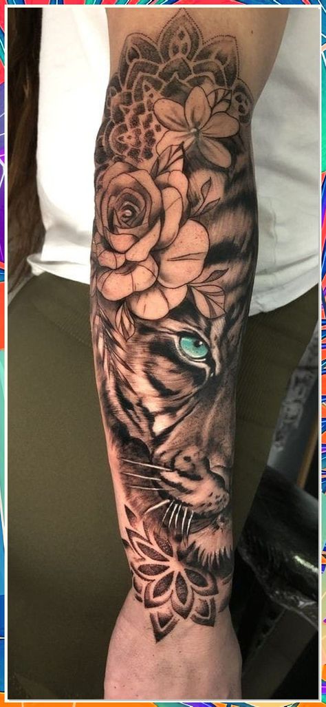 Looking for trendy and unique wild animal tattoos for women? Check out our top 10 stunning designs that are perfect for making a bold statement. From fierce lion to graceful deer, these tattoos are sure to inspire your next ink adventure. Explore the beauty of nature with these wild animal tattoos! Full Sleeve Tattoos Women Lion, Leopard Print Tattoo Sleeve, Wild Animal Tattoos, Tiger Tattoo Thigh, Animal Tattoos For Women, Lower Arm Tattoos, Fierce Lion, Feminine Tattoo Sleeves, Theme Tattoo