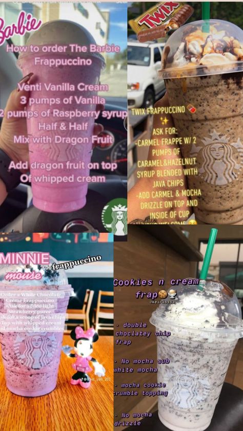 Cookie Monster Starbucks Drink, Starbucks Combos, Carmel Frappe, Cappuccino Cookie, Mocha Cookie Crumble, Starbucks Hacks, Secret Starbucks Recipes, Secret Starbucks Drinks, Starbucks Secret Menu Drinks