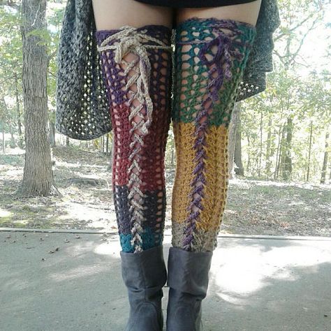 CUSTOM / Thigh High Footless Stockings / Leg Warmers / Corset Socks And Leg Warmers, Crochet Leg Warmers, Crochet Festival, Confection Au Crochet, Mode Crochet, Fairy Clothes, Kawaii Crochet, Crochet Clothing And Accessories, Crochet Design Pattern