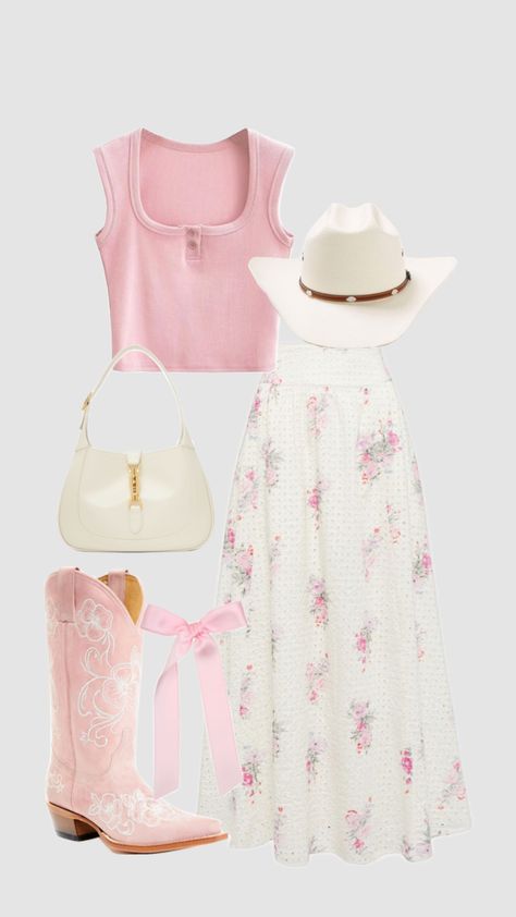 cowgirl but make it super girly 💘✨ #outfitinspo #beauty #pink #western #cowgirl #girly #coquette #westernaesthetic Estilo Cowgirl, Girly Coquette, Casual Country Outfits, Looks Country, Estilo Country, Western Style Outfits, Rodeo Outfits, Nashville Outfits, Cowboy Outfits