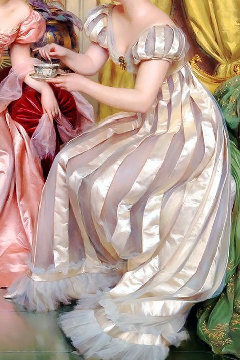 Afternoon Tea by Frederic Soulacroix Istoria Modei, Regency Fashion, Regency Era, Classic Paintings, Historical Costume, Classical Art, Historical Dresses, Drawing Tutorials, Historical Clothing