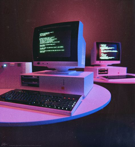 Retro Futurism Interior, Brain Illusions, Firefly Images, Future Computer, Vaporwave Fashion, It Aesthetic, Tech Aesthetic, Retro Interior Design, Vaporwave Art