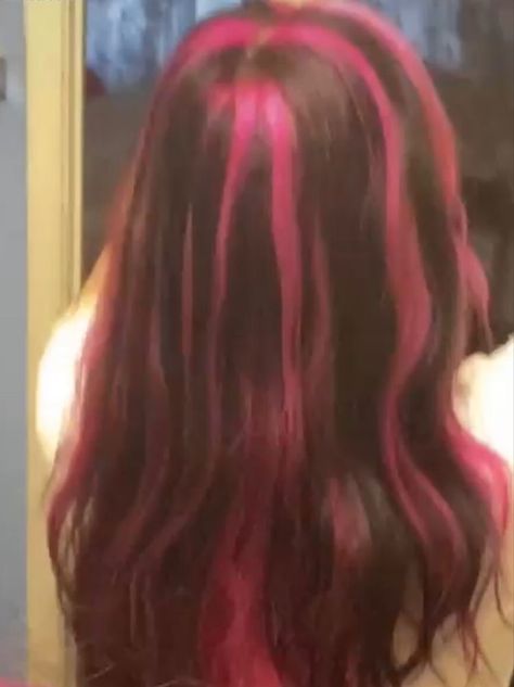 Monster High Pink Hair, Monster High Hair Inspiration, Streaks Brown Hair, Pink Highlights Brown Hair, Dracula Hair, Draculaura Birthday, Black Hair Pink Highlights, Light Pink Highlights, Brown Hair Streaks