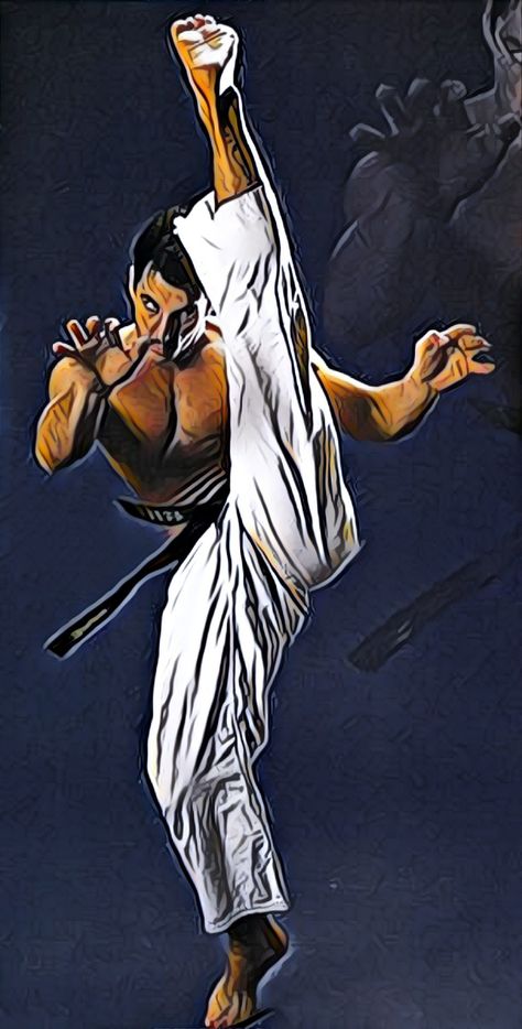 Andy Hug, Karate Anime Wallpaper, Karate Artwork, Kyokushin Karate Art, Karate Fighter Art, Karate Picture, Kyokushinkai Karate, Karate Sparring, Karate Styles