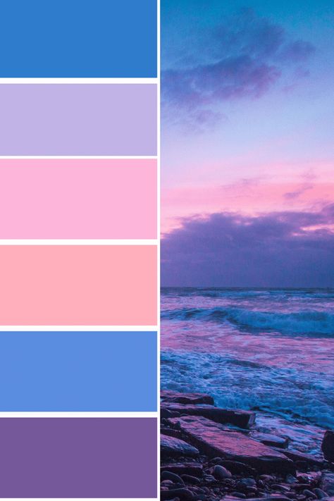 Color Palette Ideas Purple Aesthetic Pallete, Blue And Pink Pallete Color, Pink Purple Gold Color Palette, Pink Purple Color Scheme, Pink Purple Blue Palette, Blue Pink Purple Color Palette, Pink Purple Blue Color Palette, Pink Purple Blue Wedding Color Palettes, Color Palette Space