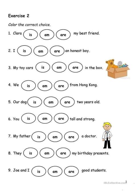 Verb To Be Worksheets For Kids, Verb To Be, Materi Bahasa Inggris, English Grammar For Kids, Simple Present Tense, Grammar For Kids, English Activities For Kids, Teaching English Grammar, Verb Worksheets