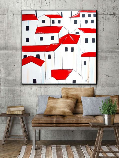 PooviArtGallery - Paintings for Sale | Artfinder Houses Art, Murphy Bed Plans, Contemporary Landscape Painting, Home Architecture, Landscape Artwork, Unique Paintings, White Home, Art Landscape, Palette Knife