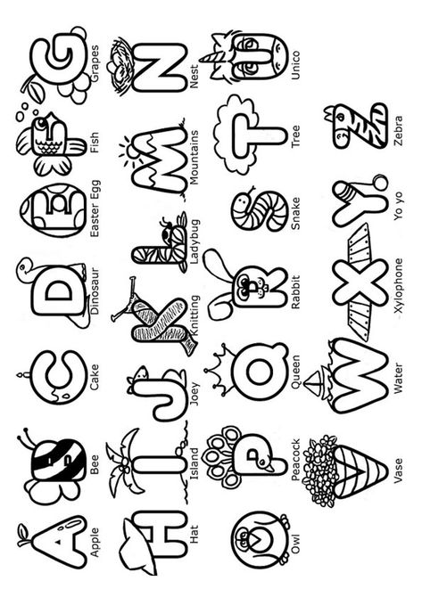 10 Easy To Learn ABC Coloring Pages For Your Little One Coloring Pages Abc, Abc Lettering, Learn Abc, Letter A Coloring Pages, Alfabet Font, Alphabet Drawing, Coloring Letters, Alphabet Lettering, Abc Worksheets