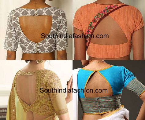 Triangle Shaped Blouse Back Neck Designs Normal Blouse Designs, Normal Blouse, Plain Blouse Designs, Sewing Simple, Indian Blouse Designs, Blouse Back Neck, Churidar Neck Designs, Sari Design, Saree Blouse Neck Designs