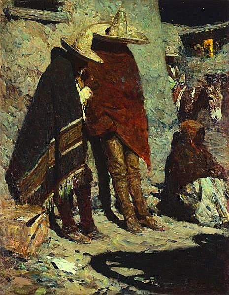 Frank Tenney Johnson. 1874 - 1939 Moon Oil, Mexican Paintings, Western Artwork, Cowboy Aesthetic, West Art, Cowboy Art, Mexican Art, Western Art, Native American Art