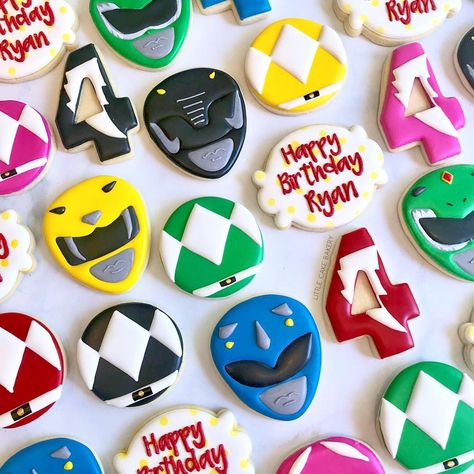 Maggie on Instagram: “🆘 Power Rangers have taken over my kitchen!” Power Ranger Cookies Decorated, Power Ranger Cookies, Power Rangers Birthday Party Ideas, Power Ranger Cupcakes, Power Rangers Birthday Cake, Power Rangers Theme, Ranger Cookies, Festa Power Rangers, Power Ranger Cake