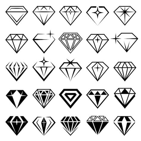 Diamond Tattoo Designs, Band Tattoos For Men, Black Symbols, Jewel Drawing, Diamond Symbol, Jewel Tattoo, Jewelry Logo Design, Henna Stencils, Diamond Icon