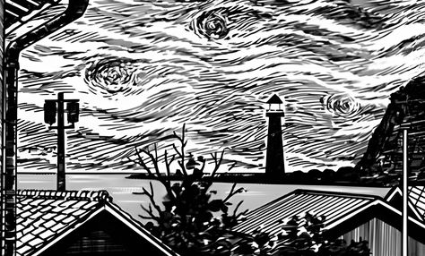 Junji Ito Landscape, Junji Ito Laptop Wallpaper, Junji Ito Wallpaper Desktop, Junji Ito Header, Junji Ito Banner, Junji Ito Wallpaper, Uzumaki Manga, Horror Manga, Dark Wizard