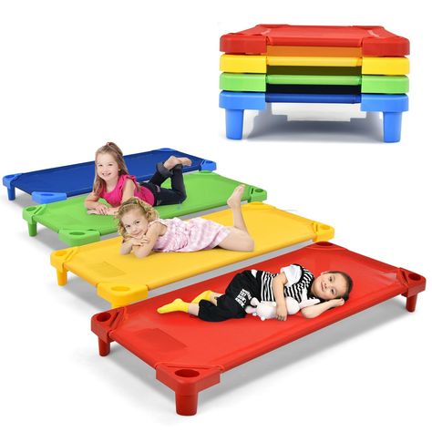 PRICES MAY VARY. 🛏️【Premium Snooze Time for Kids】The high-quality toddler cots can provide children with a cozy rest time in kindergartens, nurseries and daycares. In addition, the stretch-resistant mesh can firmly support the toddler's body so that kids can flexibly stretch their bodies without fear of falling. 🧒🏻【Stackable for Easy Storage】The daycare cots pack of 4 can be stacked vertically for space saving. The easy-lift design between the stackable cots makes it easy for you to separate Daycare Cots, Portable Classroom, Classroom Preschool, Toddler Cot, Toddler Daycare, Kids Cot, Time For Kids, Sleeping Cots, Rest Time