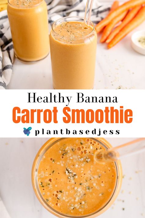 Carrot Juice Smoothie Recipes, Whole Meal Smoothies, Carrot Banana Juice Recipe, Banana And Carrot Smoothie, Carrot And Banana Juice, Carrot Smoothie Healthy, Spring Smoothie Recipes, Gerd Smoothie Recipes, Carrot Healthy Recipes