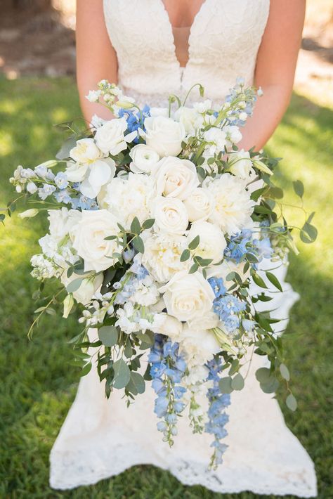 Florist Ideas, Bridal Florals, Baby Blue Weddings, Blue Wedding Decorations, Wedding October, Blue White Weddings, Nh Wedding, Harbor Wedding, Blue Wedding Bouquet