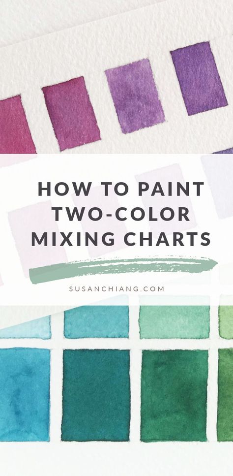 5 Types of Watercolor Charts - Type 5: Two Color Mixing Chart | Susan Chiang Watercolor Chart, Color Mixing Guide, Mixing Paint Colors, Paint Charts, Waterproof Pen, Gouache Color, Color Mixing Chart, Watercolor Mixing, Diy Watercolor Painting