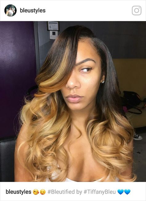 Ombre Blonde Sew In, Blonde Ombre Sew In Black Women, 80s Highlights Hair, Ombre Side Part Sew In, Ombre Sew In, Ombre Sew In Weave, College Hair, Blonde Weave, College Hairstyles