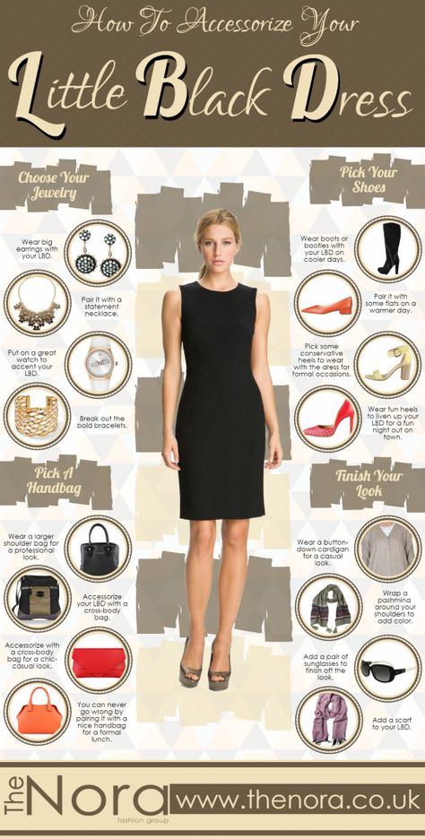 From Visually. Here are some great ideas for accessorizing your Little Black Dress. Black Dress Outfit With Heels, Black Dress Design Ideas, Black Dress Styling Ideas Classy, How To Style Black Dress Classy, Long Black Dress Accessories, Jewelry To Wear With Black Dress, How To Wear A Black Dress, How To Style A Little Black Dress, Jewelry For Black Dress Formal