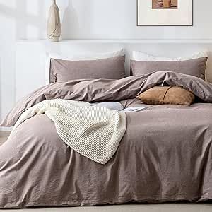 TIPTOE BEAR Queen Duvet Cover Set- 100% Washed Cotton 3 Pcs Soft Comfy Breathable Chic Linen Feel Bedding, 1 Duvet Cover and 2 Pillow Shams, Mauve Brown Brown Duvet Cover, Brown Duvet, Brown Duvet Covers, Beige Duvet, Work Space Decor, King Duvet Cover Sets, Sectional Sofa Couch, Natural Design, Bedroom Headboard