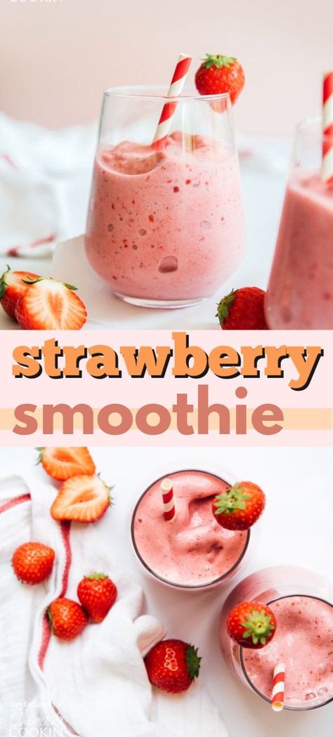 Simple Strawberry Smoothie, Nutella Smoothie, Workout Smoothie Recipes, Smoothie Recipes Strawberry, Crunches Workout, Healthy Strawberry, Strawberry Banana Smoothie, Breakfast Healthy, Easy Strawberry