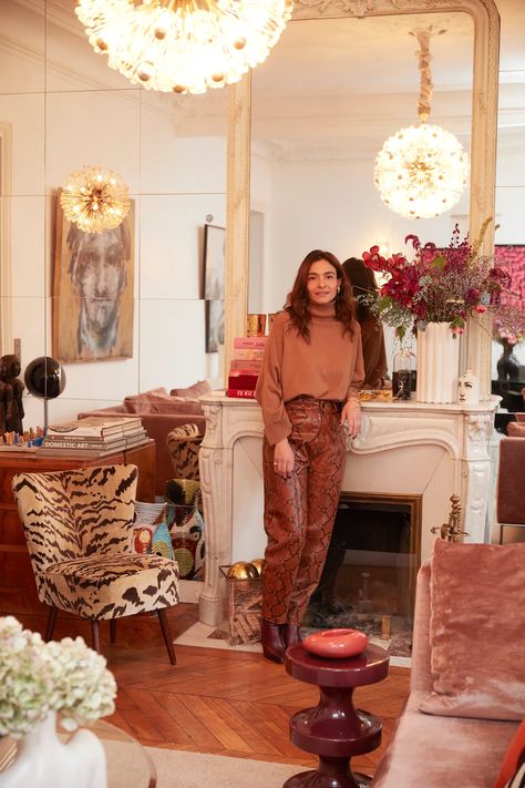 Inside the eclectic apartment of fashion collector Nadia Dhouib | French Vogue Nadia Dhouib, Knoll Coffee Table, Cire Trudon Candles, La Collectionneuse, Eclectic Apartment, Modern Parisian, Parisian Decor, Eclectic Contemporary, Vintage Apartment