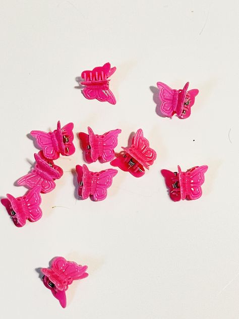 "Pink Butterfly Hair Clips Hair Accessories Set of 10 Butterfly Small Hair Claws for Girls Retro Barrettes Order includes a set of 10 clips. Measurements: Hair clips are about 0.75\" x 0.5\" x 0.5\". Condition: New item Please ask all questions before purchasing this item. International shipping available. All items shipped with care." Pink Butterfly Clips, Y2k Hair Accessories, Hair Clips Aesthetic, Y2k Inspo, Pink Hair Accessories, Pink Hair Clips, Banana Hair Clips, Small Hair Clips, Papillon Rose