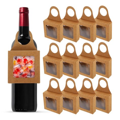 PRICES MAY VARY. 🍷🍾 🥂💝 🎁➩➩➩ kraft paper wine bottle box with window, wine bottle hanging gift boxes wine bottle treat box bottle hanger favor box for holding candy chocolate cookies wine bottle case with window, enough to meet your daily use and replacement needs. you can also share them with people who need them. 🍷🍾 🥂💝 🎁the box has a wide range of applications and is easy to carry, safe and convenient for outdoor travel. hanging wine gift box made of kraft paper, with a clear window t Wine Bottle Gift Ideas, Wine Party Favors, Mini Wine Bottle Favors, Client Gifts Business, Cozy Socks Gift, Bottle Hanging, Bottle Hanger, Wine Bottle Box, Mini Wine Bottles