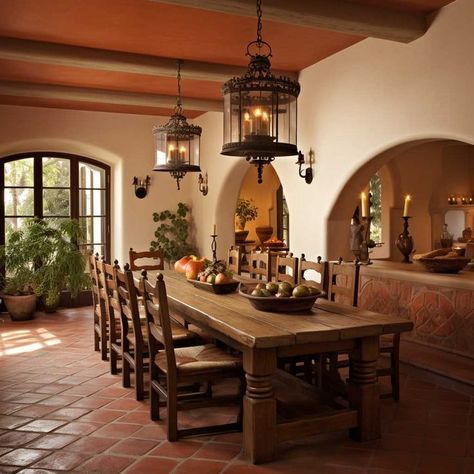 Spanish House Interior, Hacienda Style Homes Mexican, Spanish Style Home Interior, Mexican Style Kitchens, Mexican Style Homes, Hacienda Homes, Spanish Home Decor, Mediterranean Style House, Hacienda Style Homes