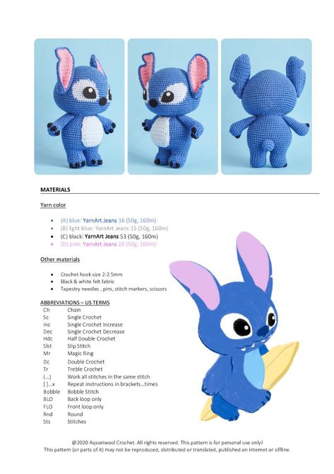 Free Crochet Pattern For Stitch, Crochet Pattern Stitch Disney, Crochet Stitch Character Free Pattern, Crochet Stitch Character, Free Stitch Crochet Pattern, Lilo And Stitch Crochet Pattern Free, Stitch Amigurumi Free Pattern, Crochet Lilo And Stitch, Crochet Stitch Amigurumi